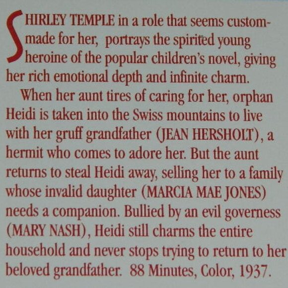 Shirley Temple CURLY TOP and HEIDI VHS Clamshell - Picture 5 of 11